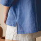 100% Linen Shawl V-Neck Half Sleeve Top JADE