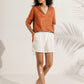 Linen V Neck Short Sleeve Shirt SIERRA