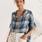 Linen V Neck Short Sleeve Shirt SIERRA