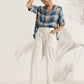 Linen V Neck Short Sleeve Shirt SIERRA