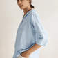 100% Linen Shawl V-Neck Half Sleeve Top JADE