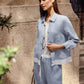 100% Linen Buttoned Closure Color-Blocked Shirt JANICE