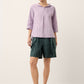 100% Linen Shawl V-Neck Half Sleeve Top JADE