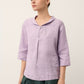 100% Linen Shawl V-Neck Half Sleeve Top JADE