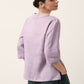 100% Linen Shawl V-Neck Half Sleeve Top JADE