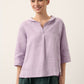 100% Linen Shawl V-Neck Half Sleeve Top JADE