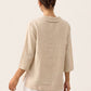100% Linen Shawl V-Neck Half Sleeve Top JADE