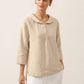 100% Linen Shawl V-Neck Half Sleeve Top JADE