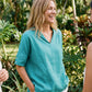 Linen V Neck Short Sleeve Shirt SIERRA