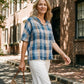 Linen V Neck Short Sleeve Shirt SIERRA