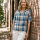 Linen V Neck Short Sleeve Shirt SIERRA