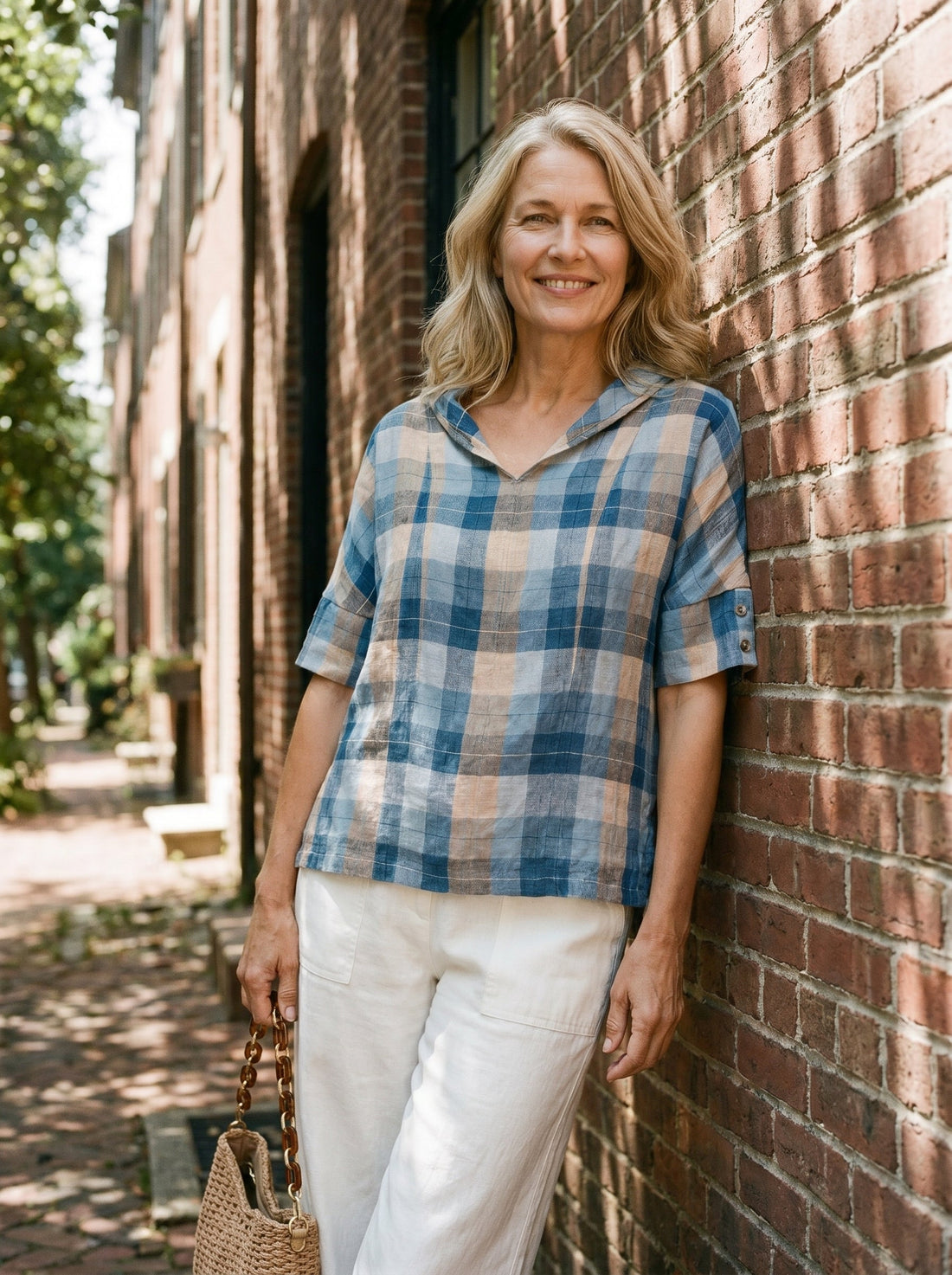 Linen V Neck Short Sleeve Shirt SIERRA