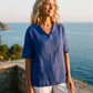 Linen V Neck Short Sleeve Shirt SIERRA
