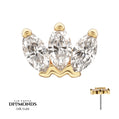14K Yellow Gold Threadless Cluster Top with 3 Marquise Lab-Grown Diamonds