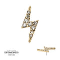 14k Gold Threadless Lightning Bolt Top with Pave Set 9 Round Lab-Grown Diamonds