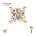 14Kt Gold 4 Prong Setting Princess Cut Clear Lab-Grown Diamond Threadless Top