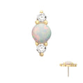 14Kt Yellow Gold Threadless Prong Set White Opal & Clear CZ CZ Gem Cluster Top