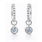 1CTW Created Moissanite Beaded Hoop Drop Earrings in 14kt Gold Over Sterling Silver - Round or Cushion Cut
