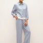 100% Linen Buttoned Closure Color-Blocked Shirt JANICE