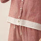 100% Linen Buttoned Closure Color-Blocked Shirt JANICE