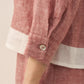 100% Linen Buttoned Closure Color-Blocked Shirt JANICE