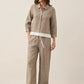 100% Linen Buttoned Closure Color-Blocked Shirt JANICE