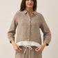 100% Linen Buttoned Closure Color-Blocked Shirt JANICE