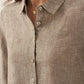 100% Linen Buttoned Closure Color-Blocked Shirt JANICE