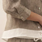 100% Linen Buttoned Closure Color-Blocked Shirt JANICE