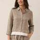 100% Linen Buttoned Closure Color-Blocked Shirt JANICE