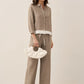 100% Linen Buttoned Closure Color-Blocked Shirt JANICE