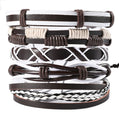 Men's Vintage Pack Cross Woven Leather Adjustable Bracelets