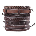 Men's Vintage Pack Cross Woven Leather Adjustable Bracelets