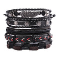 Men's Vintage Pack Cross Woven Leather Adjustable Bracelets