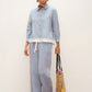 100% Linen Buttoned Closure Color-Blocked Shirt JANICE