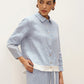 100% Linen Buttoned Closure Color-Blocked Shirt JANICE