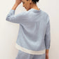 100% Linen Buttoned Closure Color-Blocked Shirt JANICE