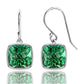 2 Pair Pack: 9.00 CTW Cushion Cut Created Blue Sapphire & Emerald Drop Earrings – Available in .925 Sterling Silver or 14kt Yellow Gold Over .925 – 8mm Square Gems