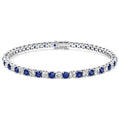 7.50 CTW AGI Certified Lab Created Blue Sapphire & Diamond Tennis Bracelet in 14K White Gold Overlay