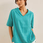 Linen V Neck Short Sleeve Shirt SIERRA