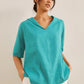 Linen V Neck Short Sleeve Shirt SIERRA