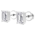 AGI Certified Lab Grown Emerald Cut Diamond Stud Earrings In 14K White Gold
