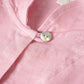 100% Linen Shawl V-Neck Half Sleeve Top JADE