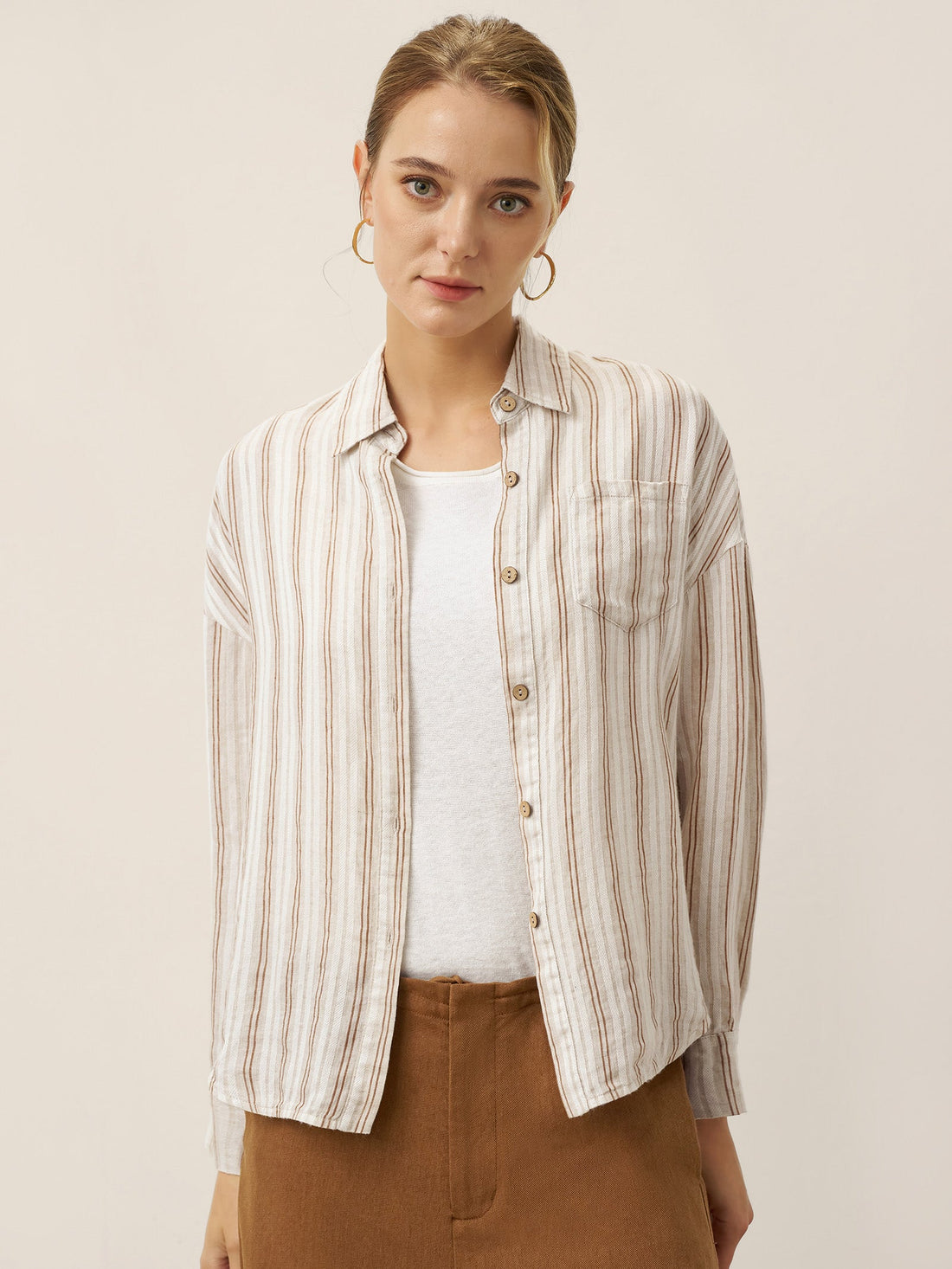 Linen Striped Drop Shoulder Shirt KENNEDY