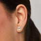 AGI Certified Lab Grown Emerald Cut Diamond Stud Earrings In 14K White Gold