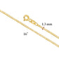 14K Solid Yellow Gold Curb Link Chain Necklace for Women and Girls Made in Italy - Width 1.5mm