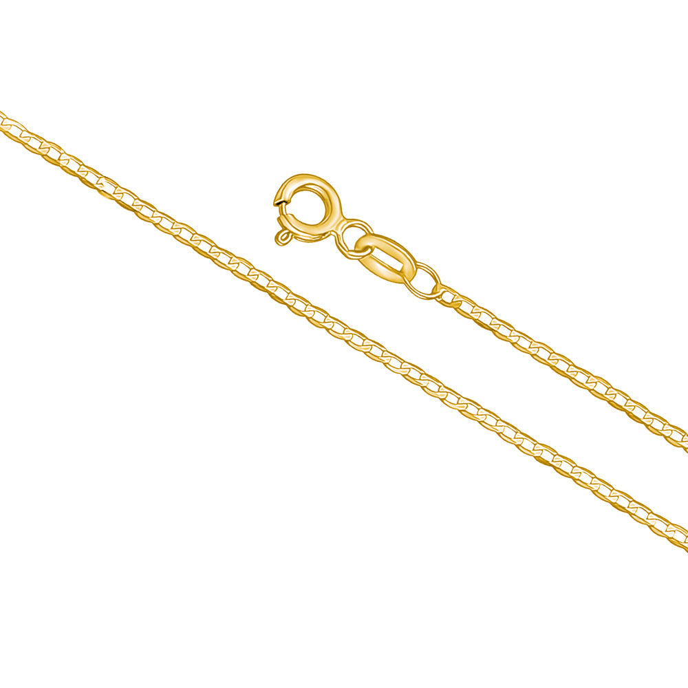 14K Solid Yellow Gold Curb Link Chain Necklace for Women and Girls Made in Italy - Width 1.5mm