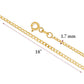 14K Solid Yellow Gold Curb Link Chain Necklace for Women and Girls Made in Italy-Width 2mm
