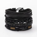 Men's Fashion Combination Leather Artistic Retro Wooden Bracelets