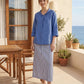 100% Linen Shawl V-Neck Half Sleeve Top JADE